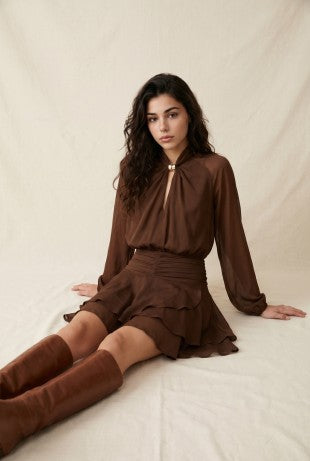 Elara Chiffon Ruffle Mini Dress
