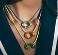 Gold Bezel Crystal Pendant Necklace
