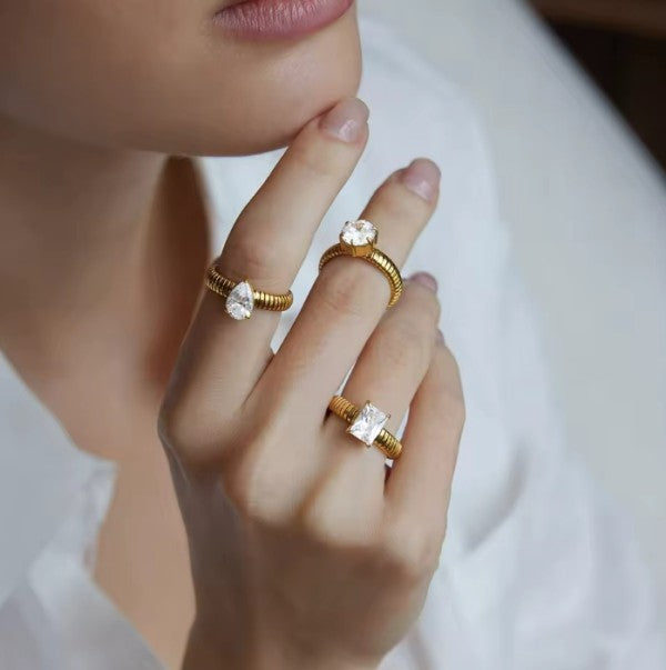 Classic Geometric Zircon Ring