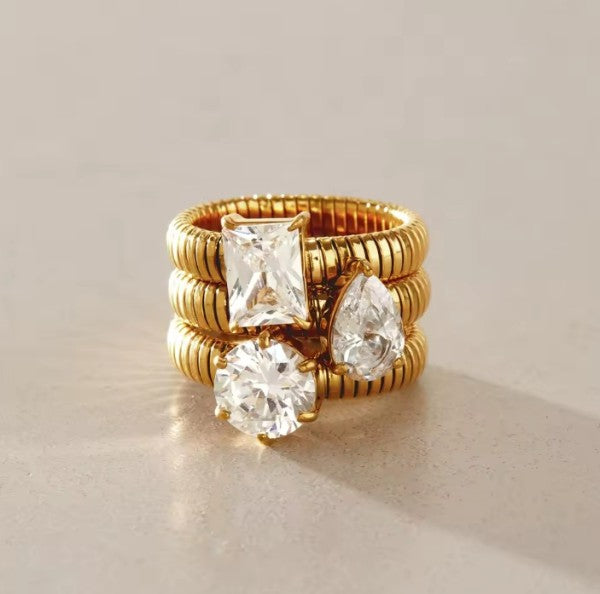Classic Geometric Zircon Ring