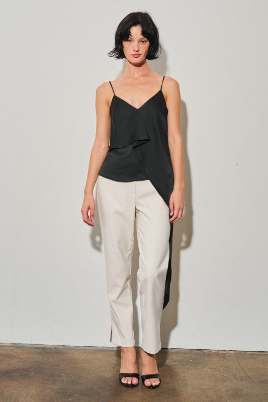 Satin Cascade Draped Top