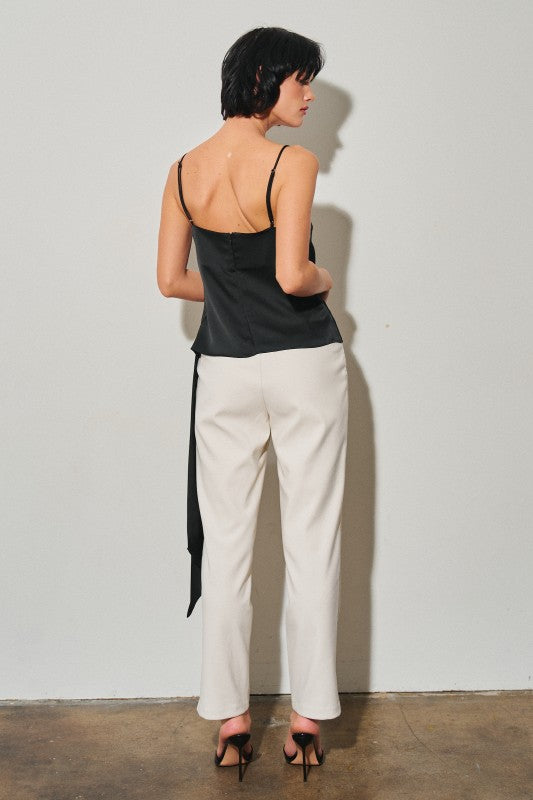 Satin Cascade Draped Top