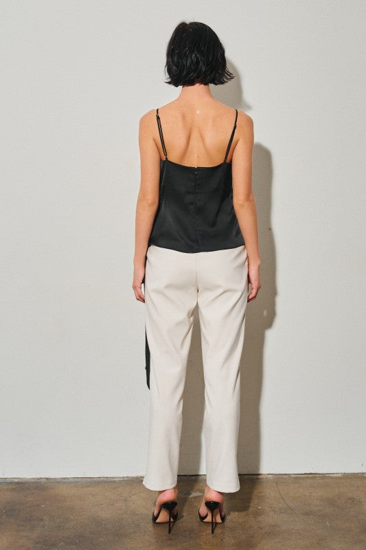 Satin Cascade Draped Top