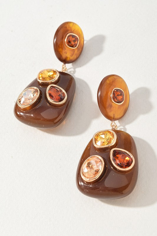 Amber & Crystal Earrings