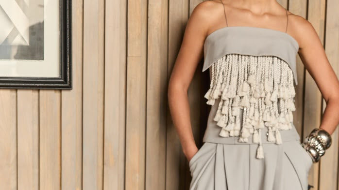 Conjunto de top y pantalón de mezcla de lana Calathea Grey