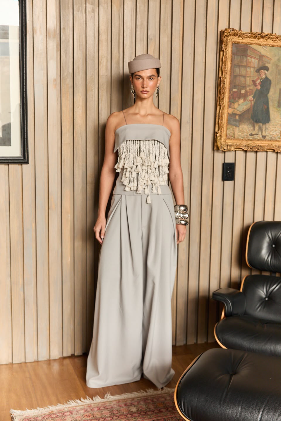 Calathea Grey Wool-Blend Top and Pants Set