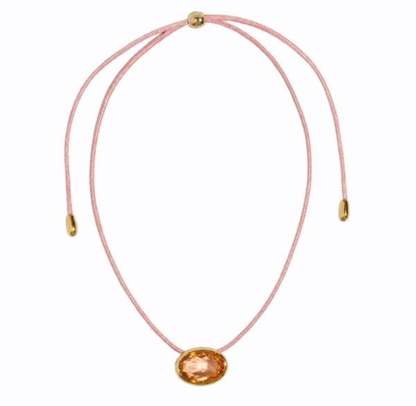 Gold Bezel Crystal Pendant Necklace