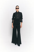 Conjunto de camisa y pantalón acampanado Duna negro