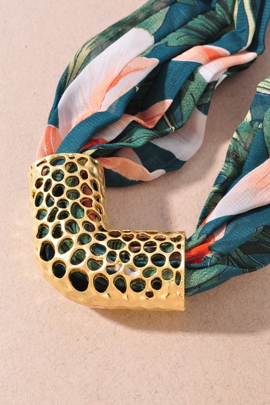 Divine Metal Pendant Scarf Necklace