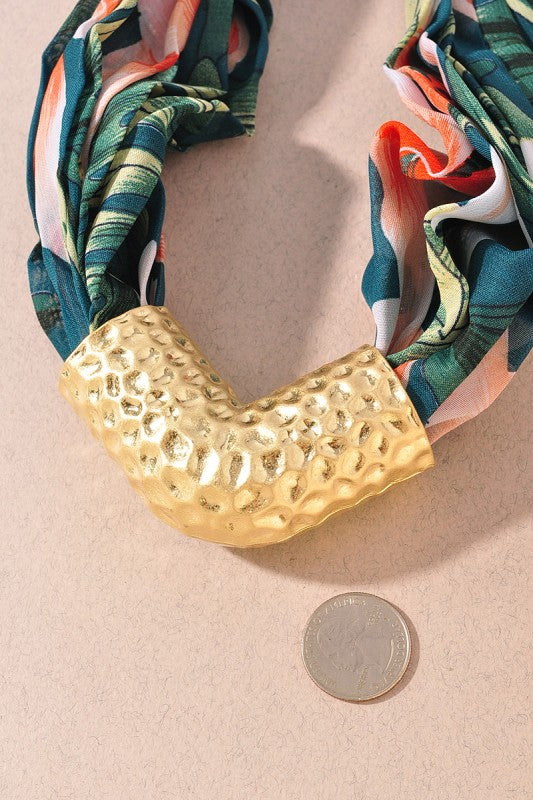 Divine Metal Pendant Scarf Necklace