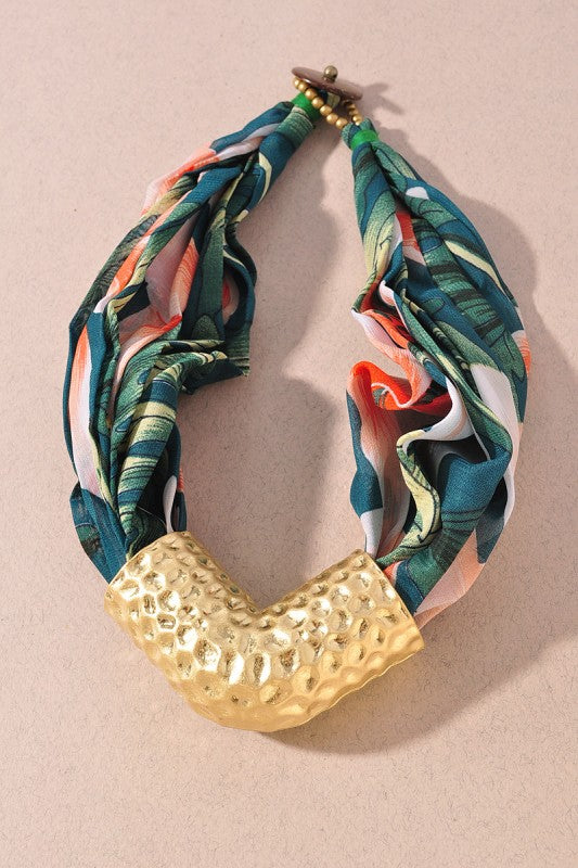 Divine Metal Pendant Scarf Necklace