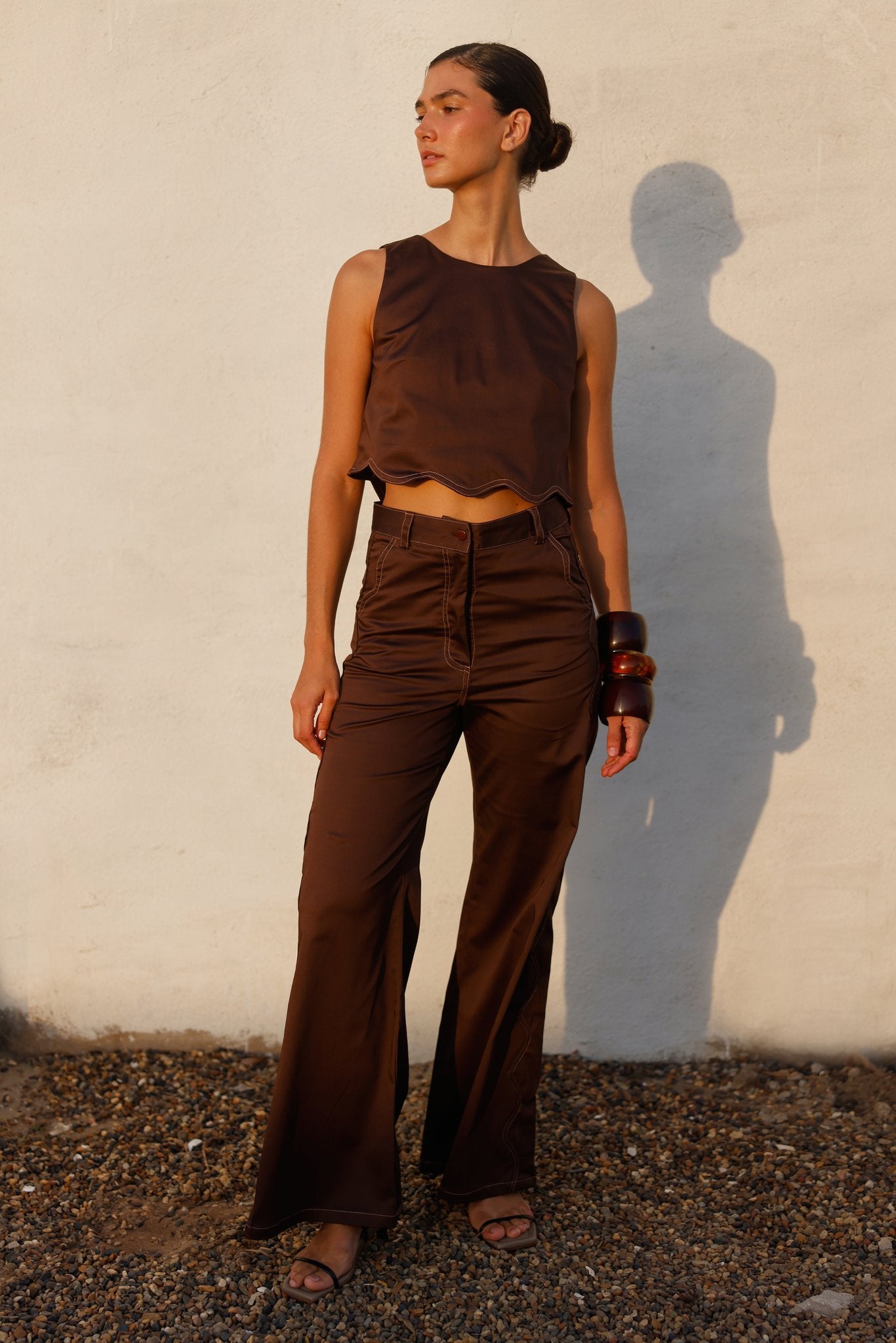 Almendra Mocha Blouse Set
