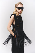 Flare Leather Fringe Vest
