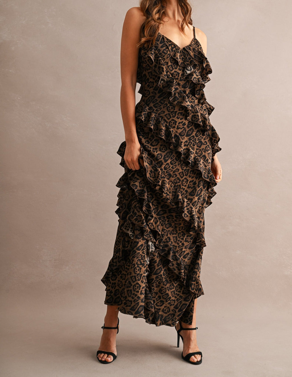 Leopard Ruffle Maxi Dress