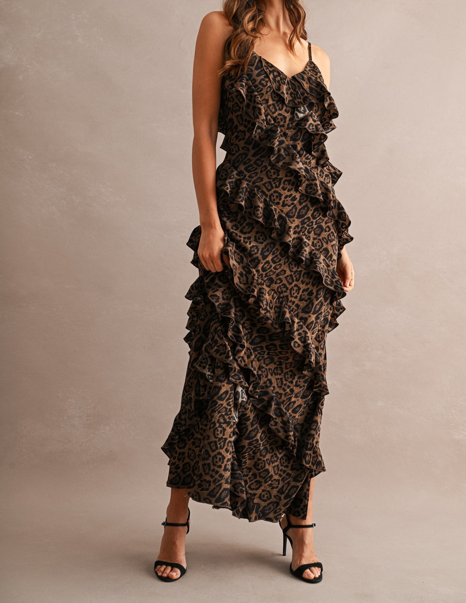 Leopard Ruffle Maxi Dress