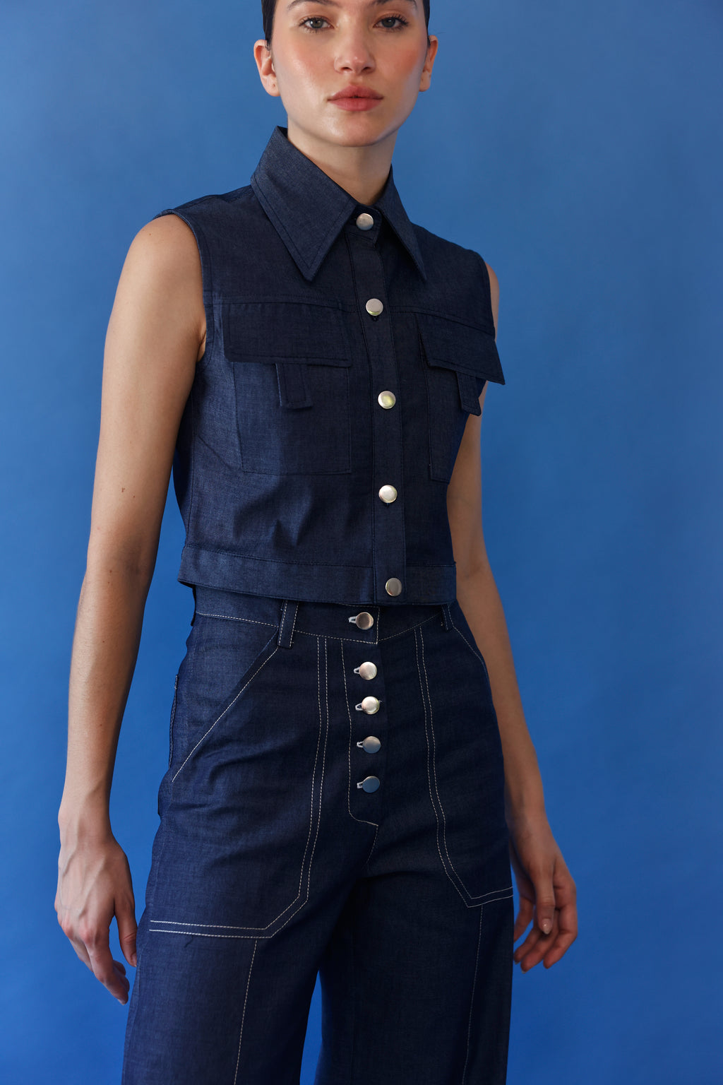 Tamara Denim Blazer and Pants Set