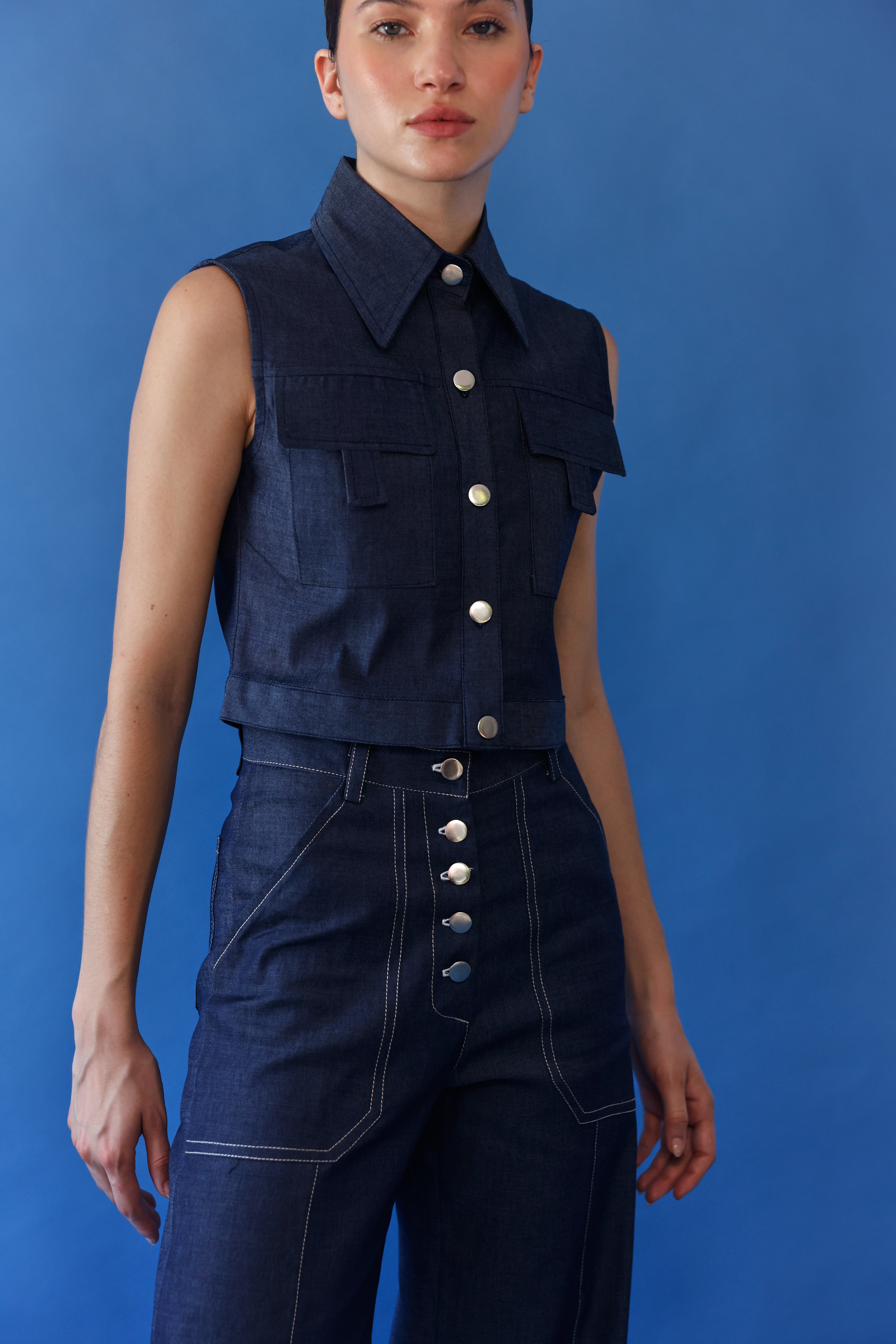 Tamara Denim Blazer and Pants Set