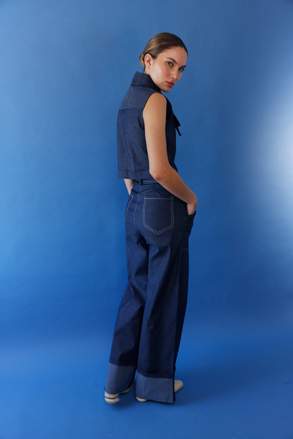 Tamara Denim Blazer and Pants Set