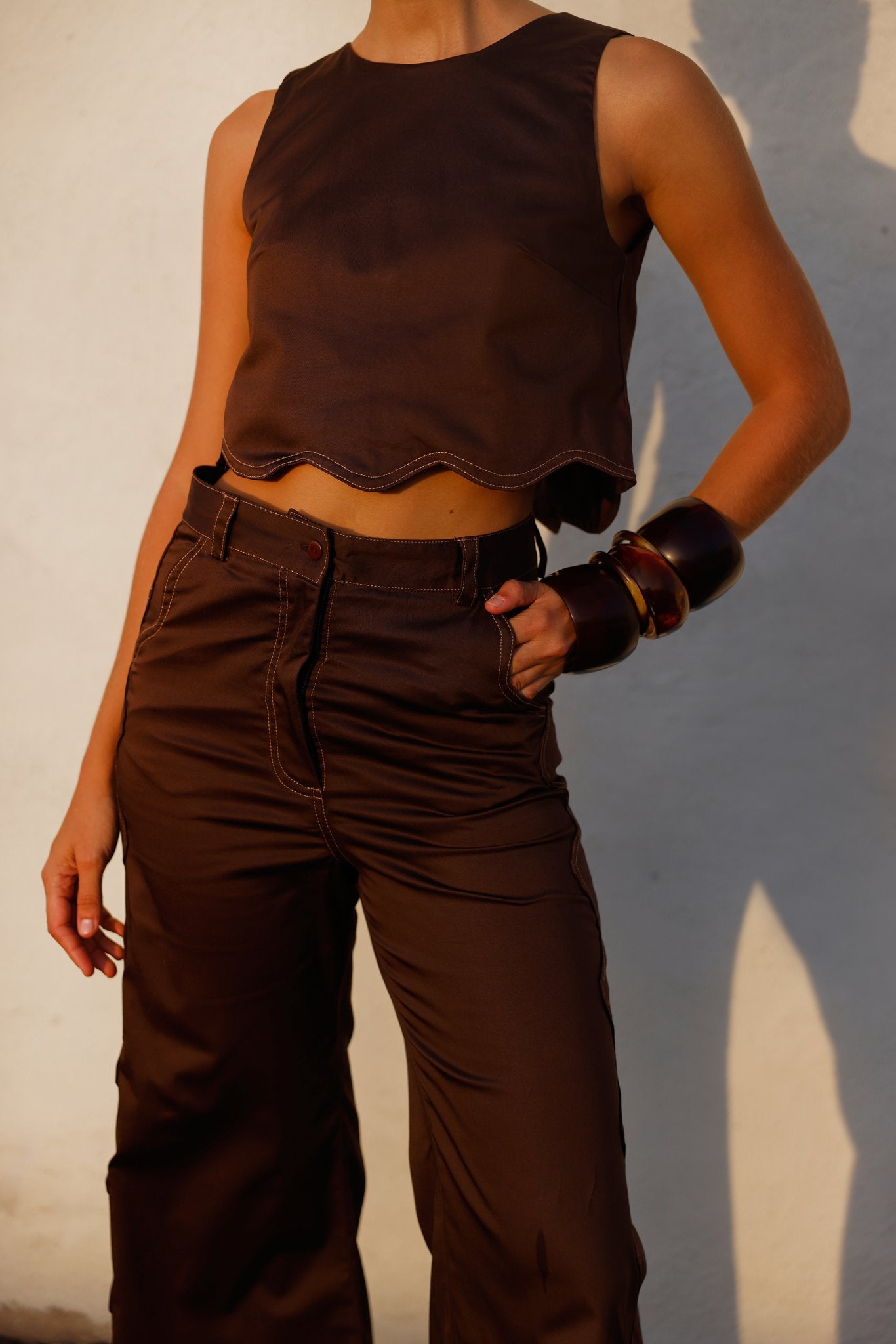 Almendra Mocha Blouse Set