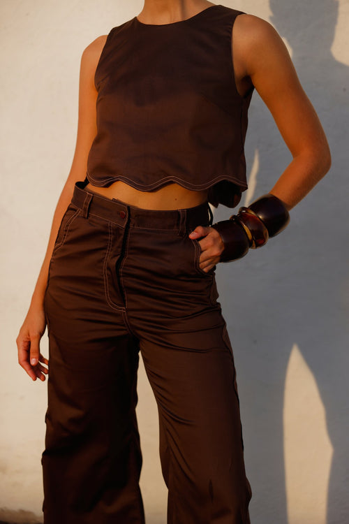 Almendra Mocha Blouse Set