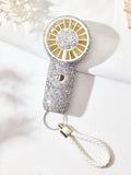 Rechargeable Ceramic Rhinestone Mini Keychain Fan