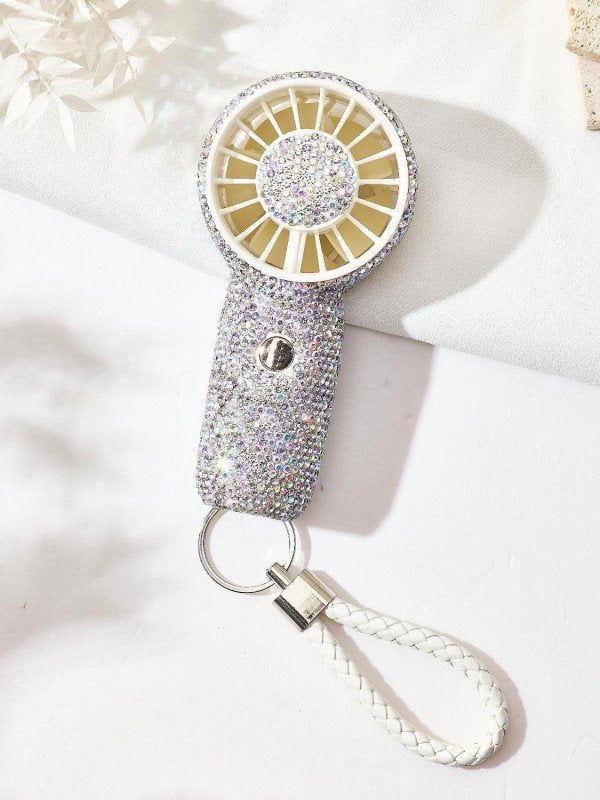 Rechargeable Ceramic Rhinestone Mini Keychain Fan