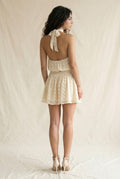 Textured Clip Dot Halter Mini Dress