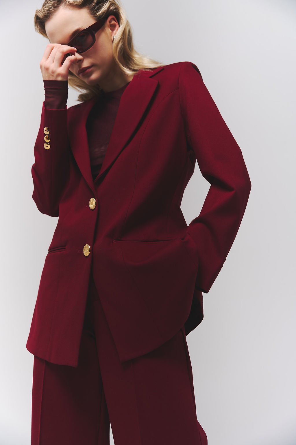 Lola Burgundy Blazer and Trousers Set