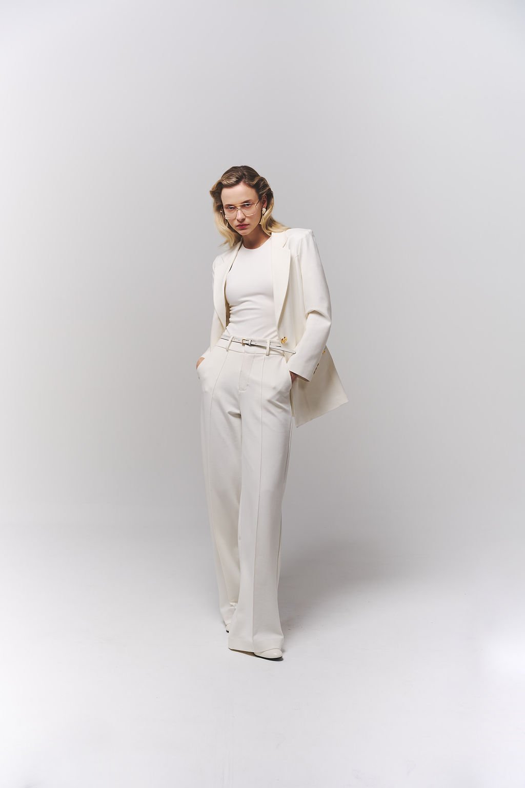 Elipsis Ivory Blazer, Top and Trousers Three-Piece Set