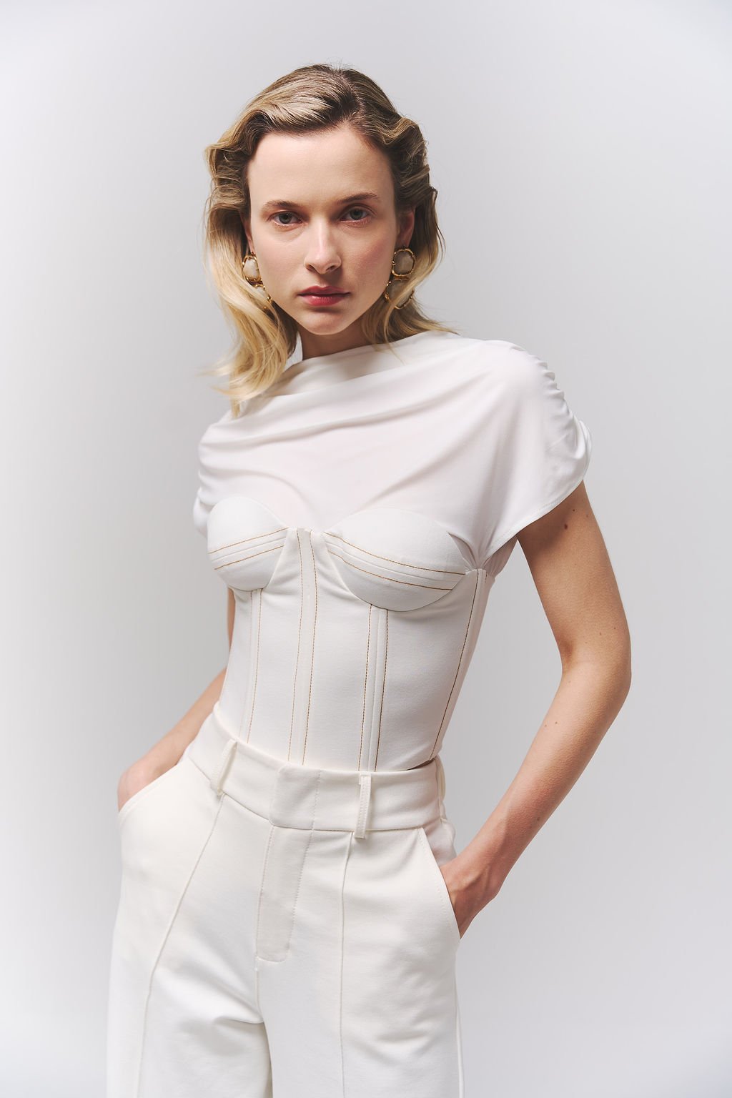 Elipsis Ivory Blazer, Top and Trousers Three-Piece Set