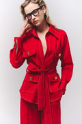 Conjunto de chaqueta y pantalón rojo cereza Origen