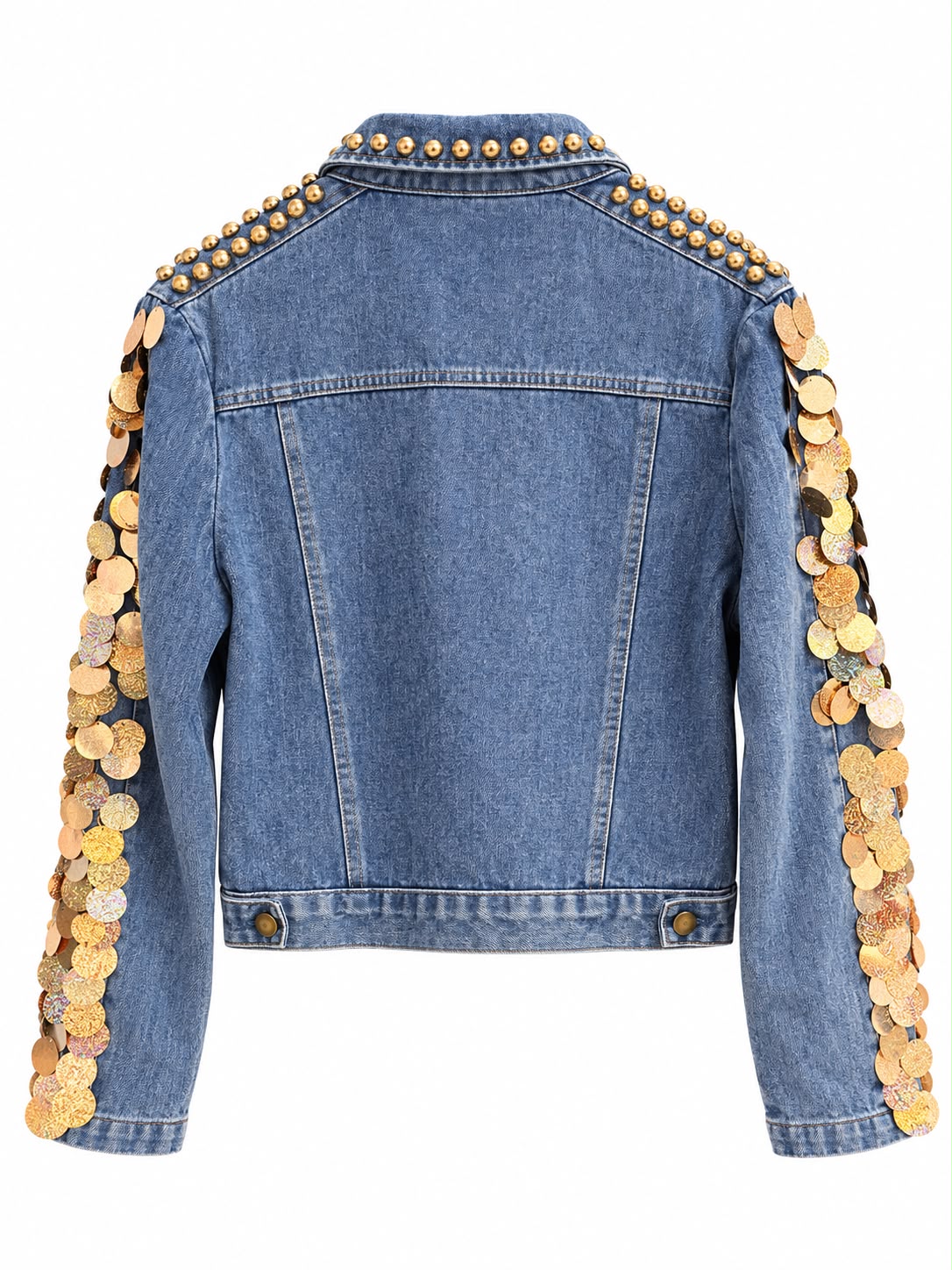 Embellished Gold Coin Denim Jacket